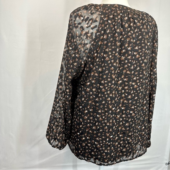 Kasper Jacquard Split V-Neck - Long Sleeve Blouse - Size Large - Picture 4 of 6
